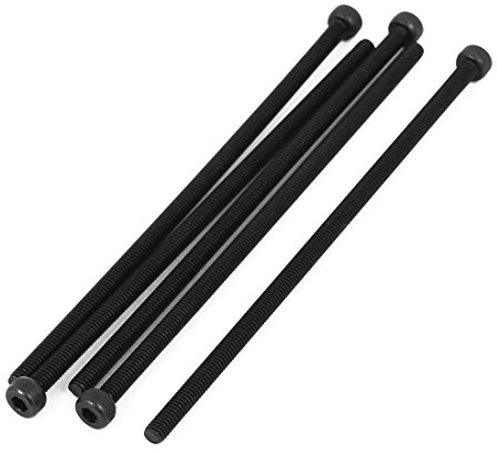 Sourcingmap M4x110mm Fully Thread Hex Socket Head Knurled Cap Screw Bolt Black 5pcs