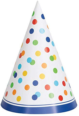 Partyhüte - Regenbogen-Punktmuster-Design - 8er-Pack
