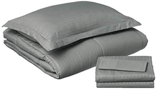 Sweet Home Collection Bettwäsche-Set für Doppelbett, 6-teiliges Bett in Einer Tasche mit Bettrock, Spannbetttuch, Bettlaken, 1 Kissenbezug und 1 Kissenbezug, Dobby-Grau