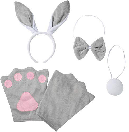 dressforfun 302046 - Kostüm Set Hase für Erwachsene, Haarreif mit Ohren, Handschuhe, Fliege und Schwanz