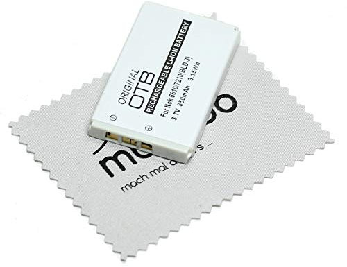Ersatz Akku für Nokia 2100, 3200, 3300, 6220, 6610, 6610i, 7210, 7250, 7250i, 8910, 8910i (entspricht Originalakku BLD-3) OTB mit mungoo Displayputztuch