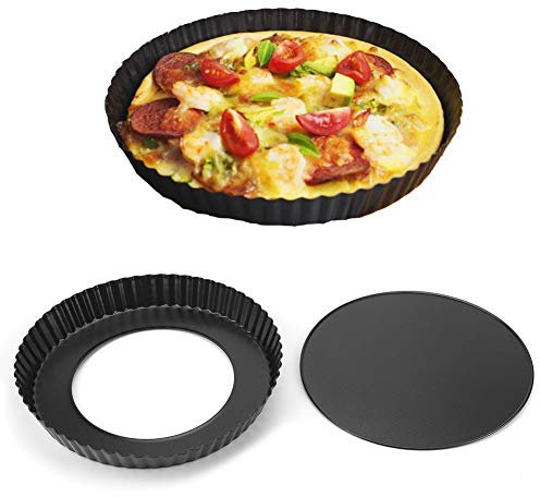 Hztyyier 9 Inch Moule à Tarte à Fond Amovible Antiadhésif Moule à Quiche Pizza Bakeware Moule à Gâteau Rond Tray