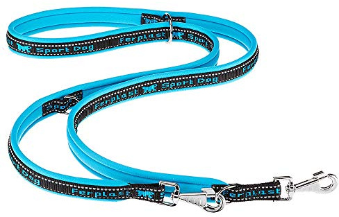 Ferplast Hundeleine Sport Dog, Trainingsleine für Hunde, Hundeleine Große Hunde, Gepolsterter, Reflektierende Nähte, aus Nylon, Metallkarabinerhaken, aus Nylon, 200 cm, Blau