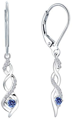 JO WISDOM Damen hängende ohrringe Unendlichkeit infinity silber 925 mit 3A Zirkonia Kristall Dezember Geburtsstein Tansanit Farbe,Schmuck für Frauen