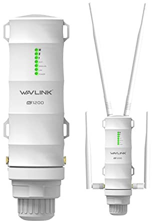 WAVLINK Extensor WiFi para exteriores AC1200 de doble banda de 2.4/5 GHz de largo alcance, extensor WiFi para exteriores, punto de acceso inalámbrico resistente a la intemperie para patio trasero con