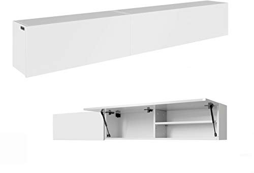 RODRIGO Badschrank Badmöbel Badezimmer Hängeschrank Schrank Hänger Hochglanz 80cm 120cm 160cm 200 cm 240 cm (korpus matt weiß + weiß matt, 200x30x25)