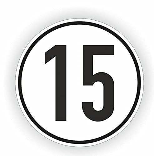 Aufkleber Geschwindigkeits-Schild 15 km/h Folie gemäß StVZO § 58 | Ø5-30cm Made in Germany, Größe: Ø10 cm
