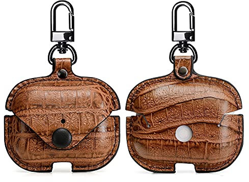 MODOS LOGICOS Charging Case Cover for Apple Air Pods Pro, Leather Case with Secure Snap-Fastener Compatible with Apple AirPods Pro 1st (2019) / AirPods Pro 2nd (2022) Charging Case (Cro Brown)