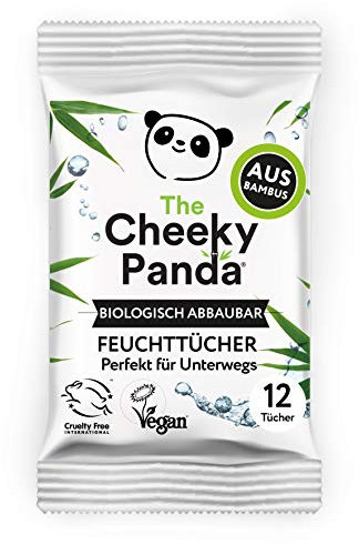 The Cheeky Panda Feuchttücher aus Bambus - 12 feuchte Tücher - Im Taschenformat - Ideal für unterwegs - 100% biologisch abbaubar - Super weich - Nachhaltig & gut für die Umwelt
