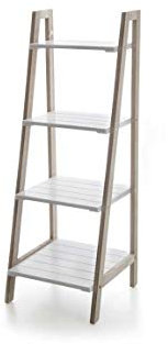 Scala scaletta scaffale porta asciugamani bagno in legno shabby chic 4 ripiani 37 * 35 * 100 cm colore bianco EDT-809255
