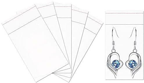 Lot de 300 petits sacs en plastique autocollants, 5 x 8 cm, en cellophane transparent, 50 µm, contact alimentaire, sans danger pour bijoux, bonbons, biscuits, boucles d'oreilles (5 tailles au choix)