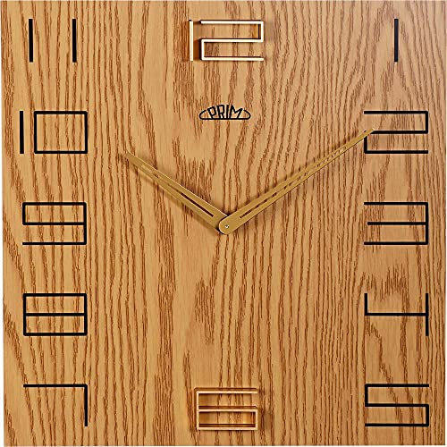 PRIM Modern Wood Wall Clock - Die Anderen Ziffern sind auf dem Korpus der Holzuhr aufgedruckt.
