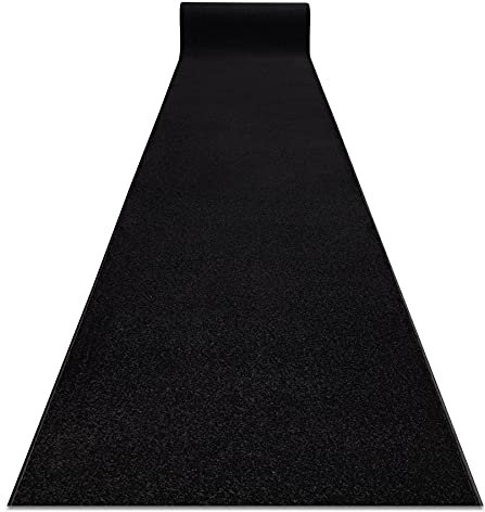 rugsx Läufer KARMEL glatt – Einfarbiger Teppichläufer für Küche, Wohnzimmer & Flur – rutschfest & strapazierfähig – Schwarz – 100x380 cm