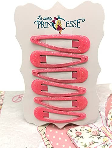 6 Clips Pink Glittery Sparking Metal Snap Hair Clips barrettes Women Kids Barrettes Girls Slide Grips Barrette Glitter (Pink Glittery)