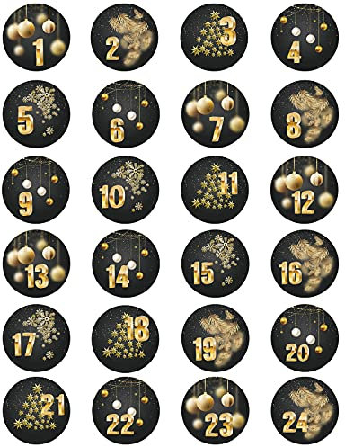 Adventskalender Aufkleber Set, 24 Adventskalender Aufkleber, Aufkleber Weihnachten Zahlen, Aufkleber für Adventskalender, Aufkleber Adventskalender für Adventskalender Basteln und Befüllen