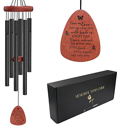 HandyAndy in Memory Sympathy Windspiel für den Verlust des geliebten Menschen, personalisiertes Trauer/Beileids, 81.3 cm, großes Holz-Kardinal-Windspiel für den Trauer der verlorenen Lieben