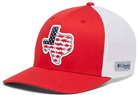 Columbia Unisex-Erwachsene PFG Stateside Mesh Ball High Crown Cap, Red Spark/Texas Patch, X-Large