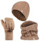 HEAT HOLDERS - Damen Extra Warm Mütze, Handschuhe und Halswärmer Set für Winter mit Fleece Gefüttert (Einheitsgröße, Beige)