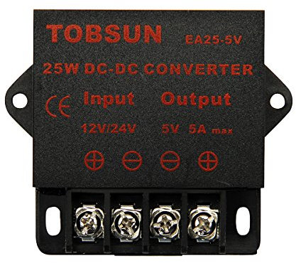 DUMVOIN DC 12V 24V a 5V 5A Transformadores Power Supply Reductor 25W 5V Fuente de Alimentación Regulada Conversor de Potencia para pantallas LED, automóviles, electricidad, etc.