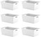 simpa 11L 11 Litre Plastic Storage Basket Studio Organiser Trays with Handles - White, Set of 6 Trays - 15.5cm (H) x 35cm (L) x 25cm (W)