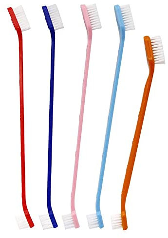 5 Pcs Pet Toothbrush Dual Headed Long Handle Dog Toothbrushes for Pet Dental Care