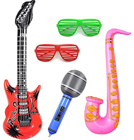 MIVAIUN 5 Stück Luftgitarre Rockstar Aufblasbare Air Guitar aufblasbare Instrumente Aufblasbare Party Props Party Supplies Favors Ballons Themenparty Festival Cosplay (5 Stück)