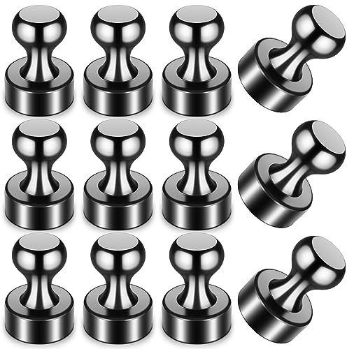 VNDUEEY Fridge Magnets, 12 Pack Neodymium Magnets, 12 X 16 mm Strong Magnet, Small Whiteboard Magnet for Crafts, Magnets for Whiteboard, Fridge, Rare Earth Magnet, Black