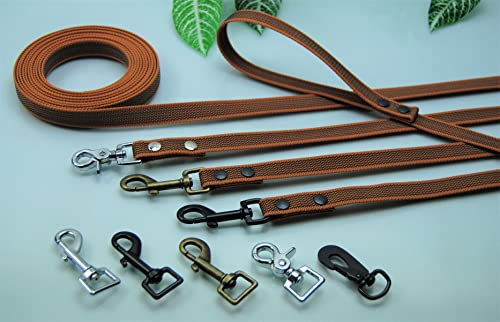 Leine gummiert Cognak 20mm (1,5m ohne Schlaufe, Karabiner: Schwarz)