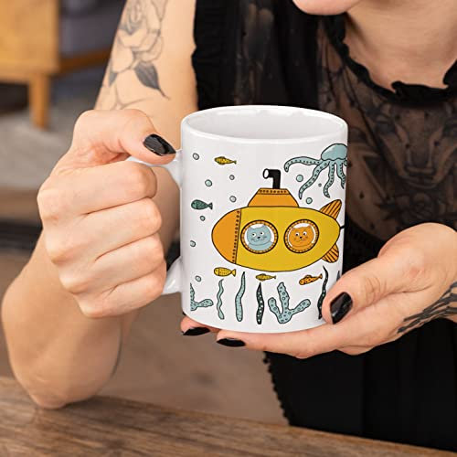 874 Coffee Mug Yellow Submarine Ceramic Tea Cup Smooth Coffee Cups Novelty Tea Mug for Gift Boy Kitchen 330 Ml