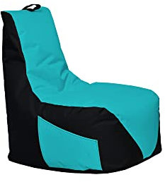 Momiralland Classic Sitzsack XXL Sitzkissen BodenKissen In- & Outdoor geeignet Gaming Sitzsack für Erwachsene und Kinder… (Schwarz - Türkis, XXL - Durchmesser 78 cm - Ohne Hocker)
