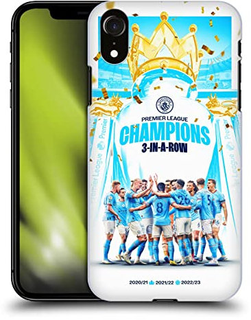 Head Case Designs Officially Licensed Manchester City Man City FC Team Poster 2023 Champions Hard Back Case Compatible With Apple iPhone XR