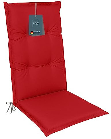 LILENO HOME Gartenstuhl Auflagen als [1er Set - Hochlehner] in Uni Rot - Bequeme Liegen als Sitzauflagen für Gartenmöbel - Stuhlkissen für Gartenstühle und Klappstühle