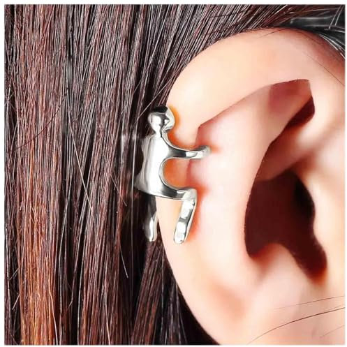 Dervivea Punk Klettern Mann Ohrmanschette Ohrringe Silber Mann Manschette Wrap Ohrringe Winzigen Menschlichen Knorpel Clip Ohrringe Kein Piercing Manschette Clip Ohrring Schmuck Für Frauen