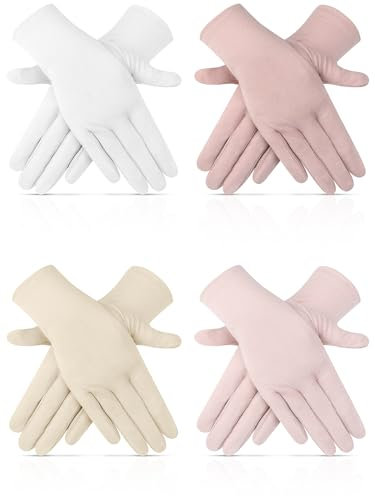 Leumoi 4 Paar Damen-Fahrhandschuhe, Sonnenschutz, UV-Handschuhe, Touchscreen-Sonnenhandschuhe, Damen-Fahrradhandschuhe, Sonnenblock-Handschuhe