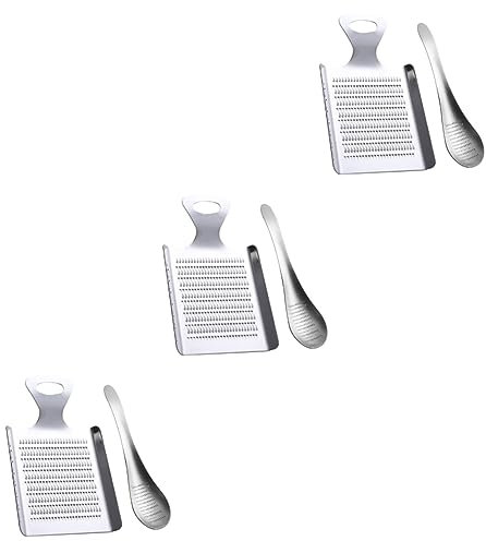 HOMSFOU 6 Stk Mühle Aus Edelstahl Cholula Chili Knoblauch Zitronenreibe Knoblauchpresse Knoblauch-reibe-platte Schleiflöffel Ingwermühle 2 in 1 Baby Rostfreier Stahl Gepresster Knoblauch