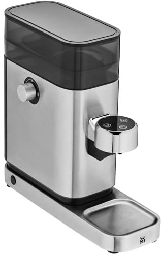 WMF Lumero - Molinillo de café espresso eléctrico, 150 W, botones táctiles LED, 40 grados de molienda, contenedor de harina de café, acero inoxidable Cromargan mate