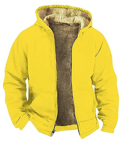 KONG JIMFAN Regenjacke Herren Weisse Hemden Jagd Hoodie Herren Sweatjacke Ohne Kapuze Hybridjacke Herren Übergangsjacke Leder Jacken Herren Sportjacke Herren Stepp Jacken Herren(Yellow,M)