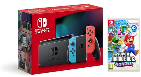 Consola Nintendo Switch - Color Azul Neón/Rojo Neón + Super Mario Bros. Wonder