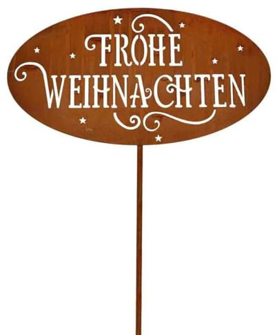 HAAC Gartenstecker Weihnachten 118 cm rostfarbig mit Erdspieß für Niolaus Weihnacht