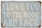 GQWJKSZ Poster mit Aufschrift „I Love You to The Moon And Back“, Vintage-Stil, Eisen, für Zuhause, Bar, Wanddekoration, Kunstdruck, Restaurant-Dekoration, 20 x 30 cm