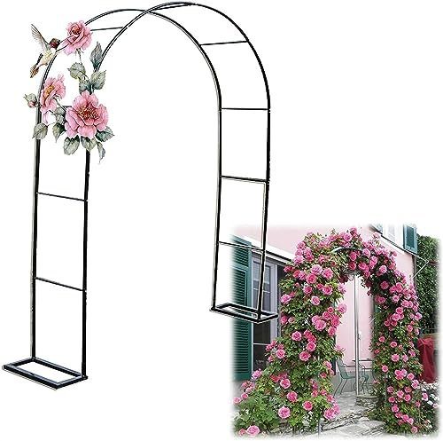 GueTTO Rankgitter Verzinkt Rosenbogen Metall Torbogen Rankhilfe Für Kletterrosen Und Clematis Rosenspalier Gartenbogen Stabiles Rosengestell Rostfrei Rankenbogen,W120*H220cm