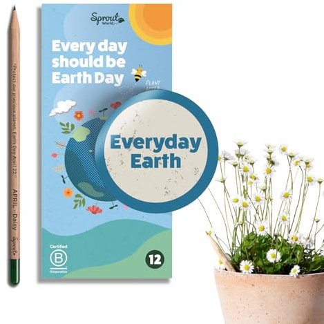 SproutWorld Bleistift | EVERYDAY EARTH | Pflanzbare Graphite Stifte mit Blumensamen | Umweltfreundliches Bio-Holz | Nachhaltiges Geschenk Ideal zum Zeichnen, Skizzieren & Schattieren | 12er Pack