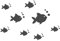 AINIUNIU 3D Peces Tropicales Efecto de Espejo Pegatinas de Pared, Diseño pez y Burbujas, Adhesivo de Espejo de Extraíble, Adhesivos Pared para Dormitorio, Salón, Cuarto Baño (Negro)