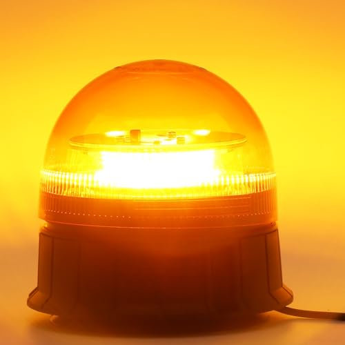 ETUKER 12V 24V Orange Rundumleuchte Magnet Blitzleuchte Gelbe 3x Blitzmuster KFZ Frontblitzer Orange Drehlicht Traktor LKW