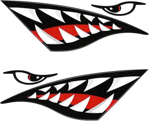 2 Stück Kajak-Aufkleber, wasserfest, stark klebend, DIY, lustige Haifischzähne, Mund-Aufkleber, Aufkleber für Auto, Kajak, Boot, LKW, Dekoration für Kajak, Auto, LKW
