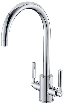 Rubinetti for miscelatore for lavello da cucina a doppia leva in acciaio spazzolato moderno in ottone massiccio Rubinetti da bar Ideal Standard Rubinetti Volcano Black (Color : Silver Chrome)