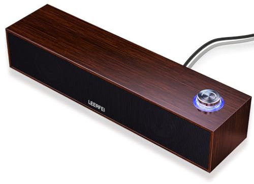 ZhenBaoTian Computer Speakers, Wood Wireless Sound Bar Speaker for Desktop, PC Speaker with Bluetooth & Wired USB Connection for Monitor, Laptop, Tablets, Cellphone