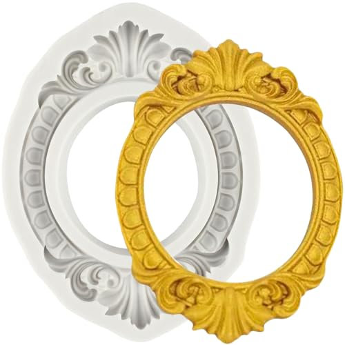MINFEIDMS Photo Frame Silicone Moulds Baroque Picture Frames Fondant Mould Vintage Frame Chocolate Moulds Mirror Frame Mould for Sugar Cake Decorating Cupcake Topper Gum Paste Candy Polymer Clay