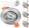 ledscom.de 4 Stück Bad-Deckeneinbaurahmen ERID, Feuchtraum, Badezimmer, IP44, rund, schwenkbar, aluminium matt, inkl. GU10 Fassung
