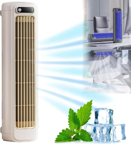 Azazaza Outfany Cooling Ace Ventilateur de climatisation portable Shirem Cooling Ace, 3 vitesses, ventilateur mobile rechargeable, ventilateur tour de refroidissement silencieux pour chambre, bureau,